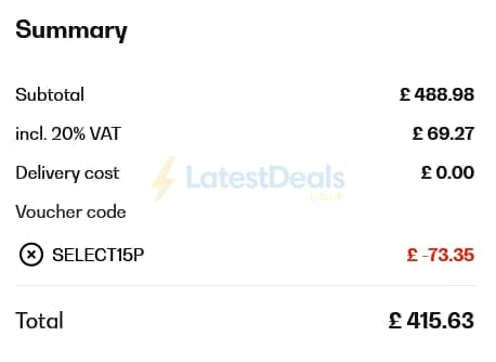 Screenshot of the Klarstein discount code working