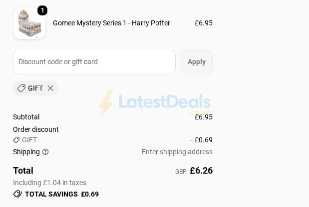 Screenshot of the British Souvenirs discount code working