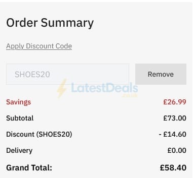 Screenshot of the BrandAlley discount code working