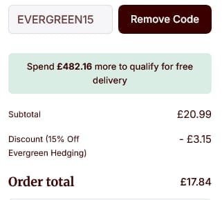 Screenshot of the Hedges Direct discount code working