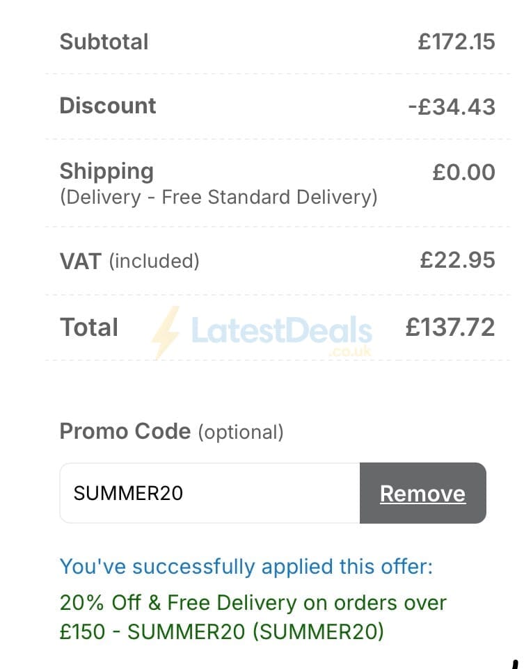 Screenshot of the Baker Ross discount code working