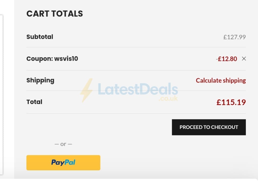 Screenshot of the Site King discount code working