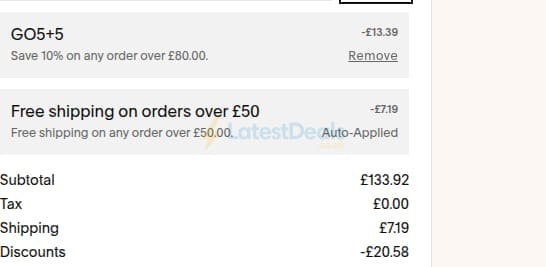 Screenshot of the Gokombucha discount code working