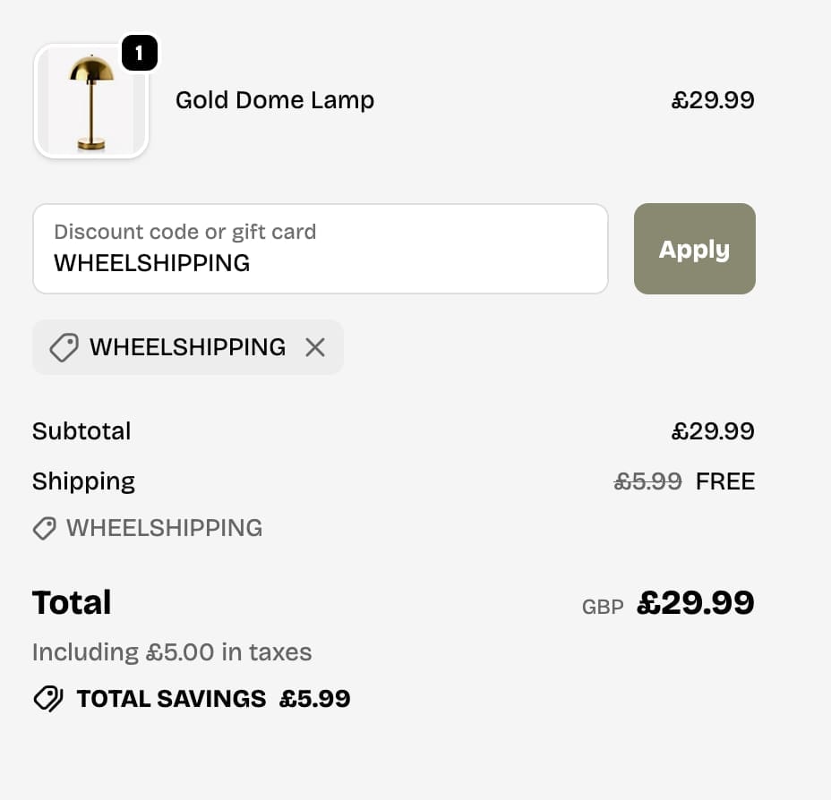 Screenshot of the LULU Loves discount code working