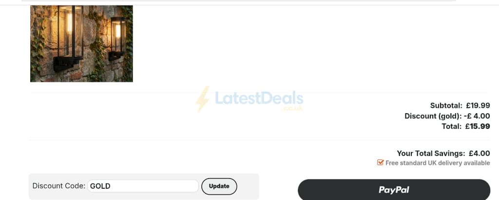 Screenshot of the Solar Centre discount code working