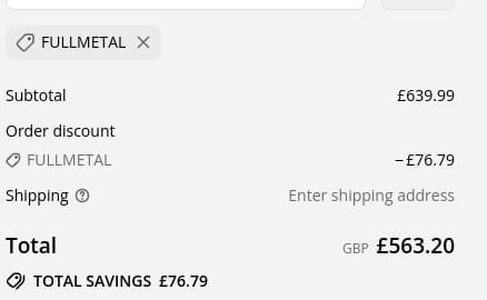 Screenshot of the Tantaly discount code working