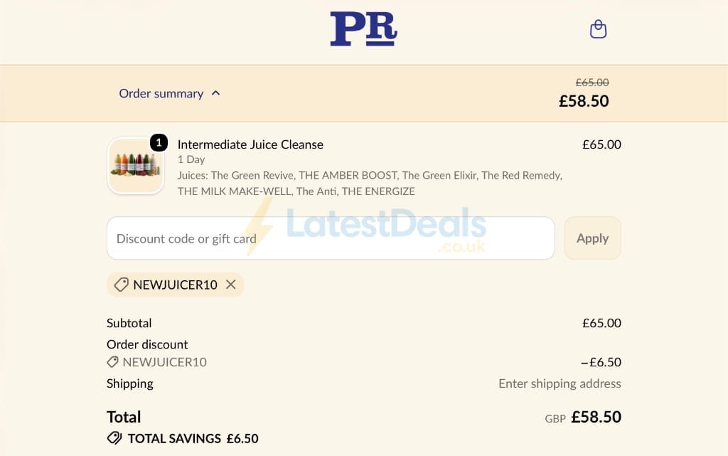 Screenshot of the Presscription discount code working