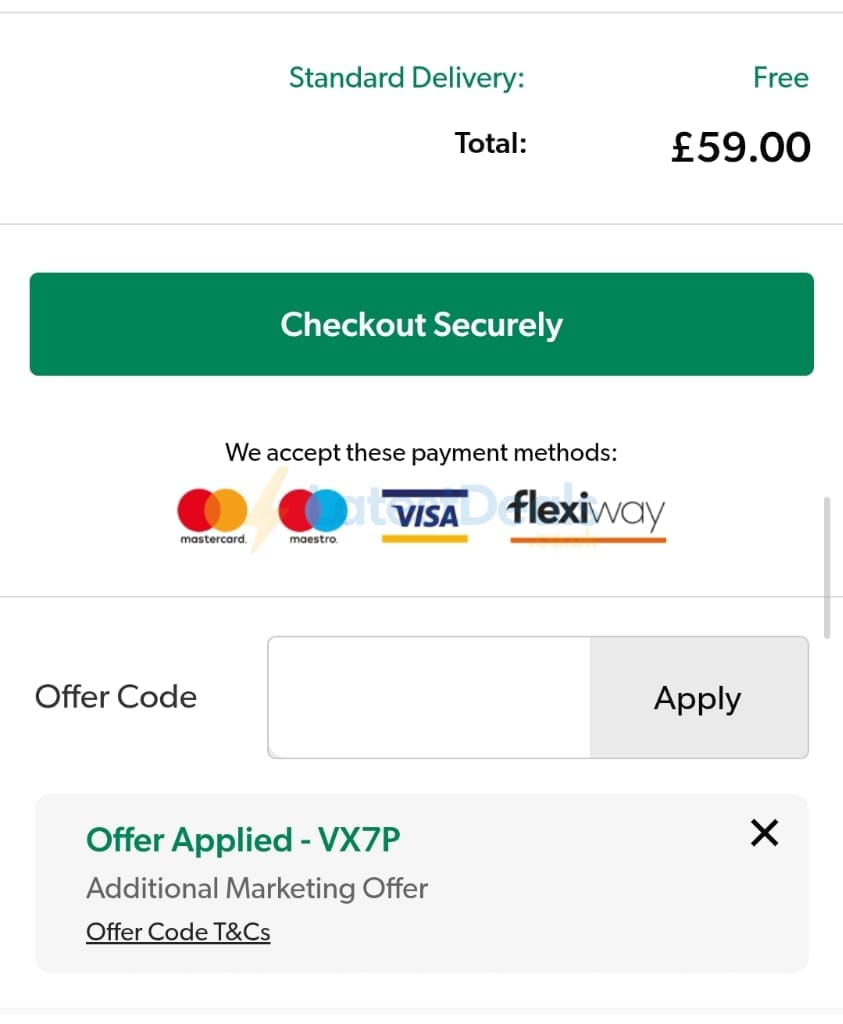 Screenshot of the Kaleidoscope discount code working