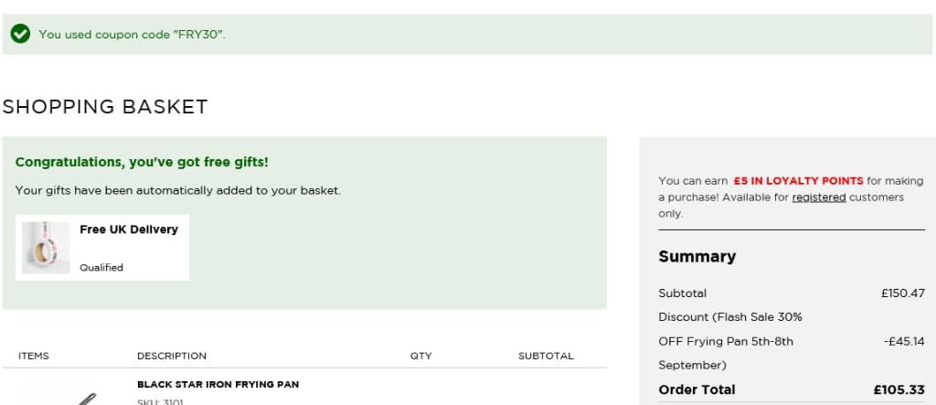 Screenshot of the Kuhn Rikon discount code working