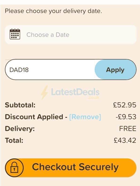 Screenshot of the The Cornish Hamper Store discount code working