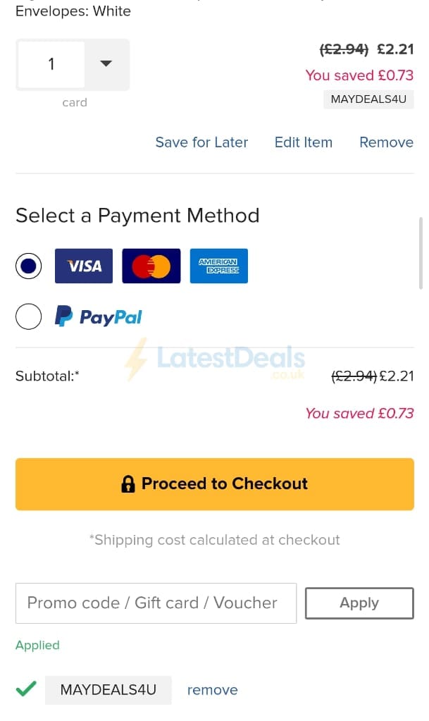 Screenshot of the Zazzle discount code working