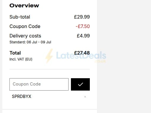 Screenshot of the Spreadshirt discount code working