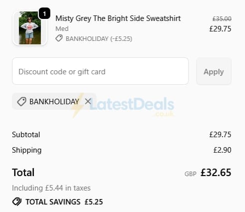 Screenshot of the Hari And The Gang discount code working
