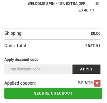 Screenshot of the Newblinds.co.uk discount code working