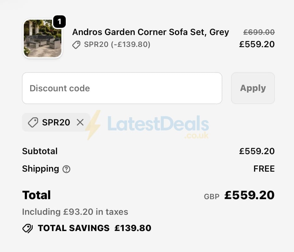 Screenshot of the Homedetail discount code working