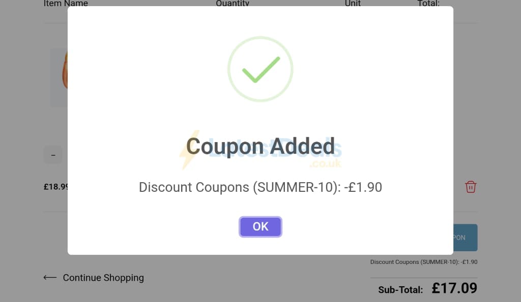 Screenshot of the Keep It Personal discount code working