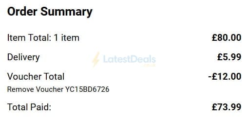 Screenshot of the Yours Clothing discount code working