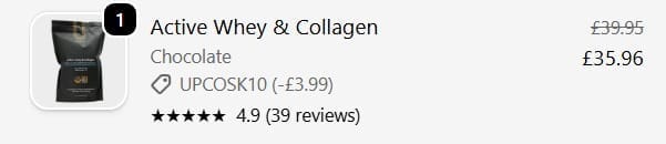 Screenshot of the U Perform discount code working