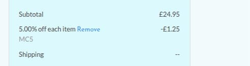 Screenshot of the Skinlight discount code working