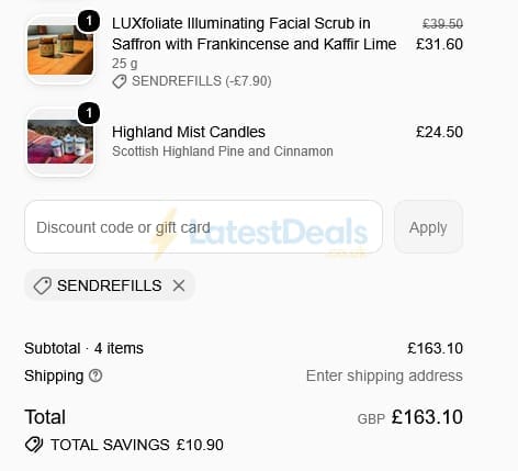 Screenshot of the Zing Organics discount code working