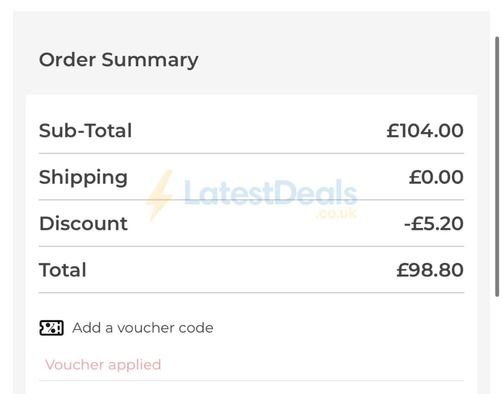 Screenshot of the Shade Station discount code working