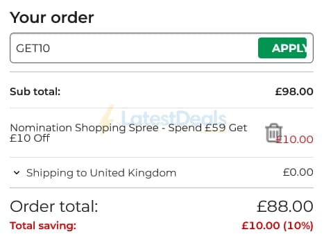 Screenshot of the Argento discount code working