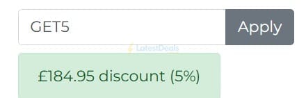 Screenshot of the Fitshop discount code working