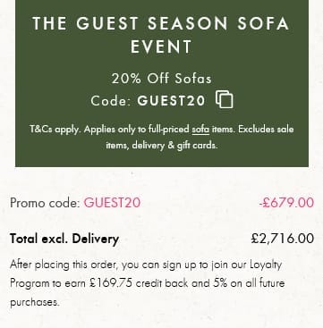 Screenshot of the Graham and Green discount code working