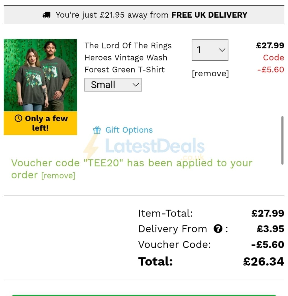 Screenshot of the TruffleShuffle discount code working