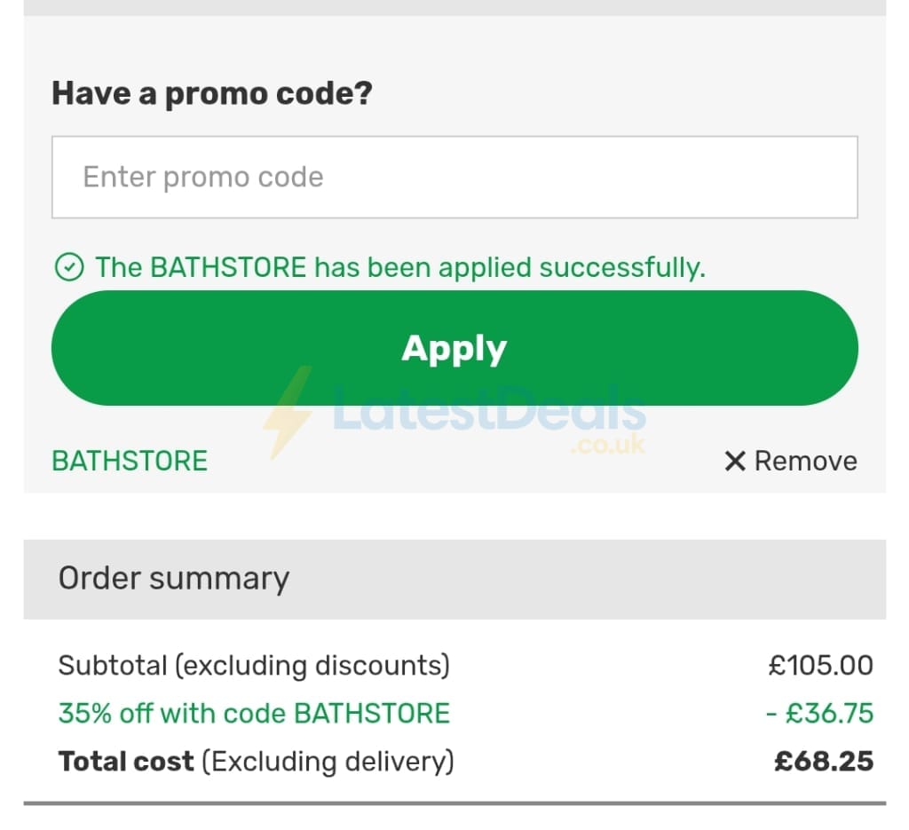 Screenshot of the Homebase discount code working