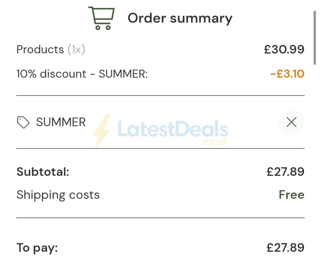 Screenshot of the VitaminExpress discount code working