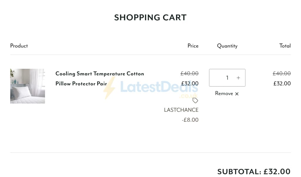 Screenshot of the The Fine Bedding Company discount code working