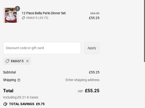 Screenshot of the Dibor discount code working