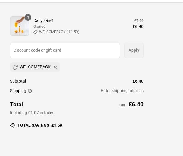 Screenshot of the Phizz discount code working