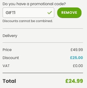 Screenshot of the Hooray Heroes discount code working