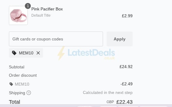 Screenshot of the Soufeel discount code working
