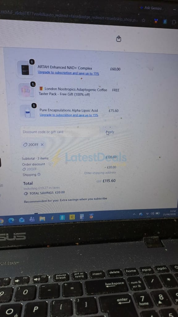 Screenshot of the W-Wellness discount code working
