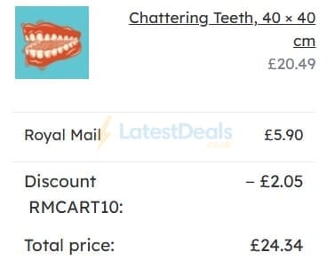 Screenshot of the UKposters discount code working