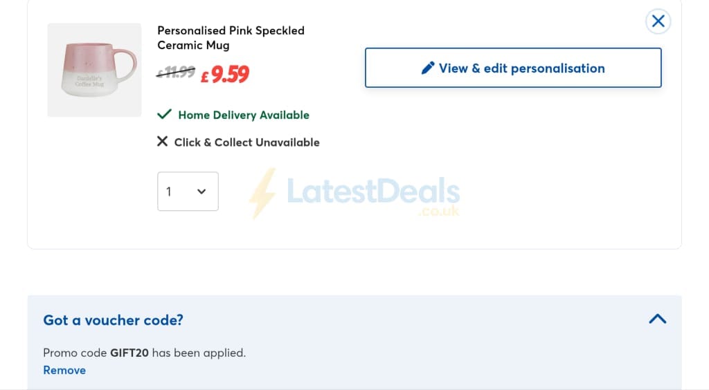 Screenshot of the cardfactory discount code working