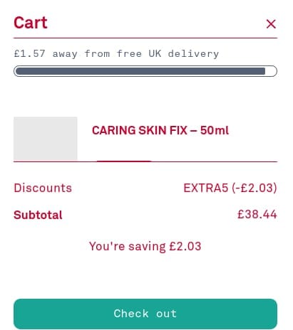 Screenshot of the Nursem discount code working
