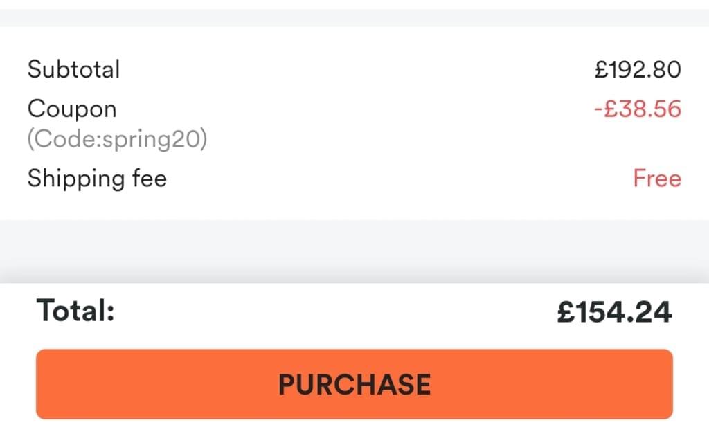 Screenshot of the Halara discount code working