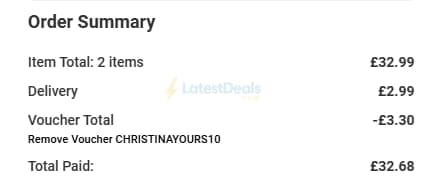 Screenshot of the Yours Clothing discount code working