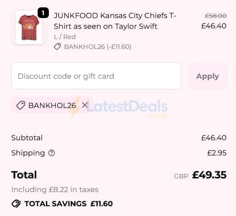 Screenshot of the Spoiled Brat discount code working