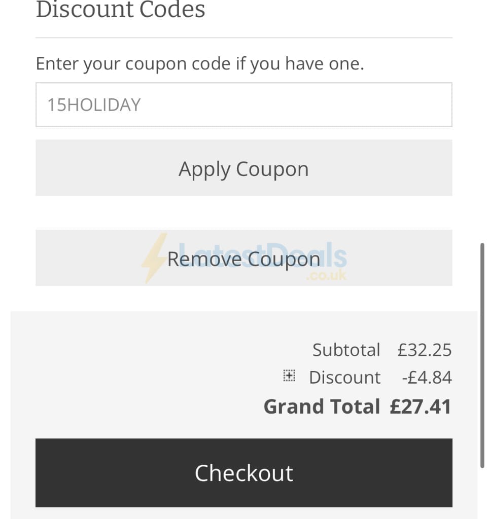 Screenshot of the The Knitting Network discount code working