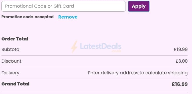 Screenshot of the Happy Puzzle discount code working