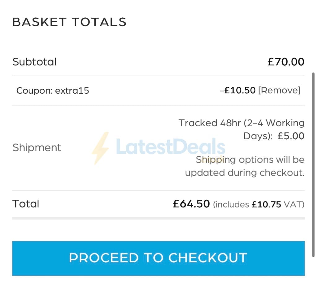 Screenshot of the Scimitar Sportswear discount code working