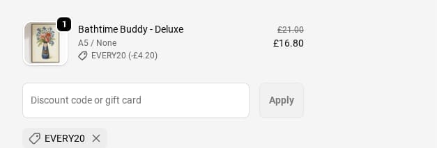 Screenshot of the Punk Haus discount code working