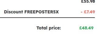 Screenshot of the UKposters discount code working