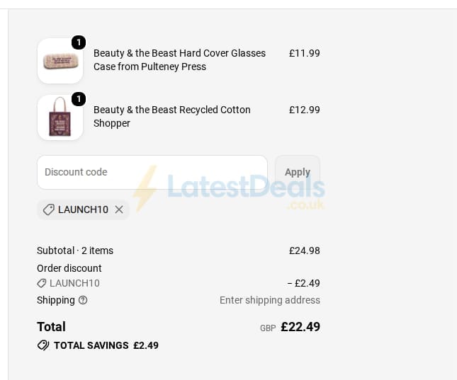 Screenshot of the Half Moon Bay discount code working