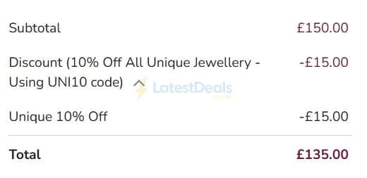 Screenshot of the T. H. Baker discount code working